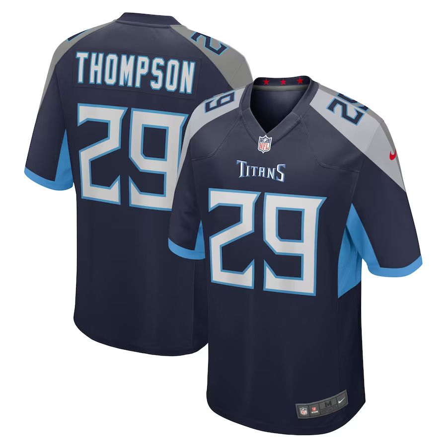 Men Tennessee Titans 29 Josh Thompson Nike Navy Home Game Player NFL Jersey